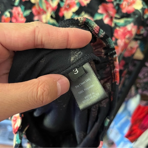 NWT NO. 6 STORE black pink floral mock neck knit suede long sleeve bodysuit - Picture 7 of 7